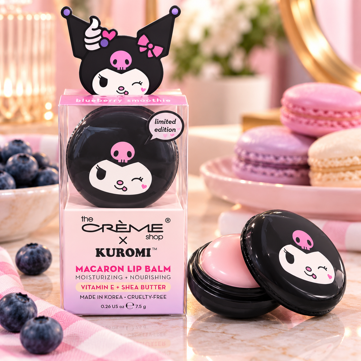 The Crème Shop x Kuromi Macaron Lip Balm – Blueberry Smoothie