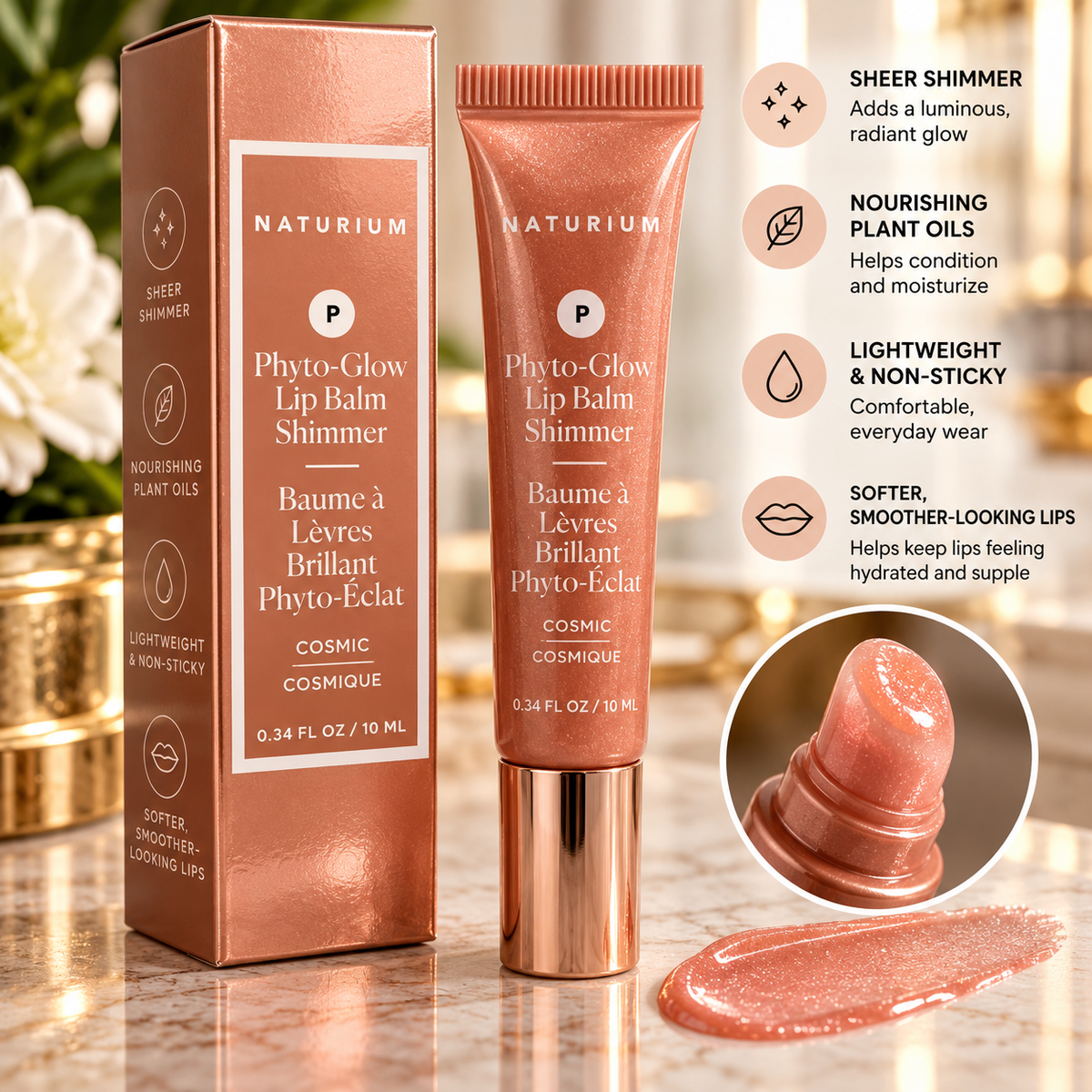 Naturium Phyto-Glow Lip Balm Shimmer – Cosmic – 0.34 fl oz / 10 mL