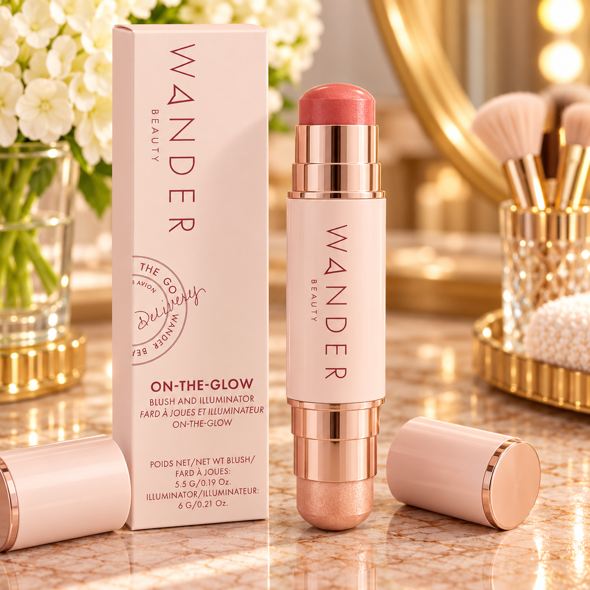 Wander Beauty On-the-Glow Blush & Illuminator shade Coral Rose