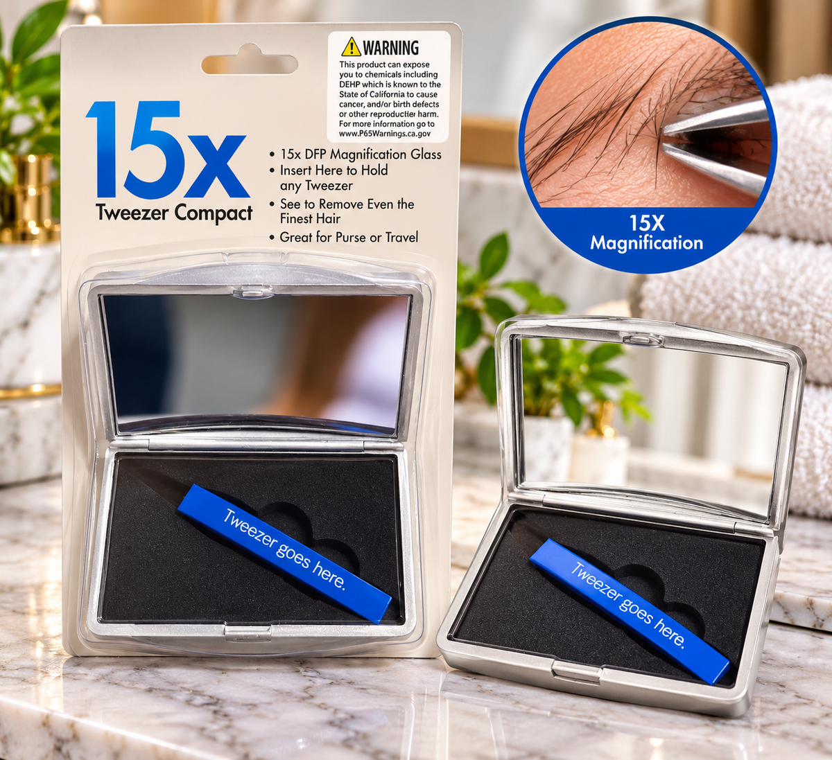 15X Tweezer Compact with Magnifying Mirror
