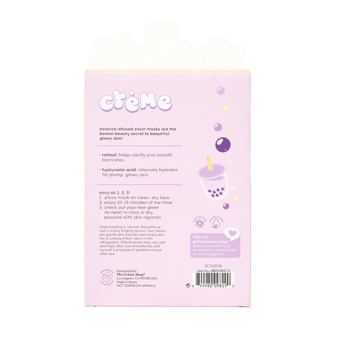 The Crème Shop Boba Bears Beary Soft Skin! Printed Essence Sheet Mask