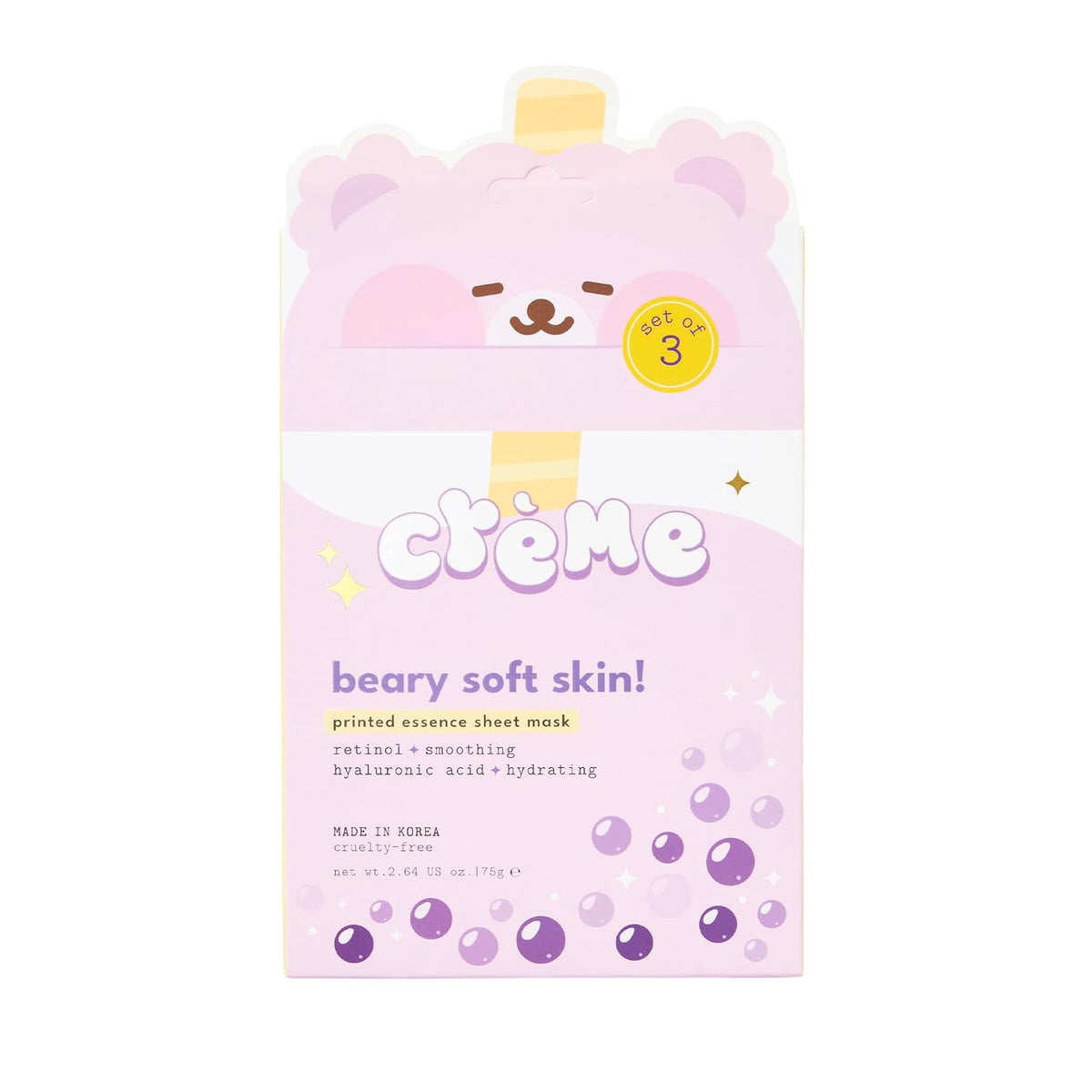 The Crème Shop Boba Bears Beary Soft Skin! Printed Essence Sheet Mask
