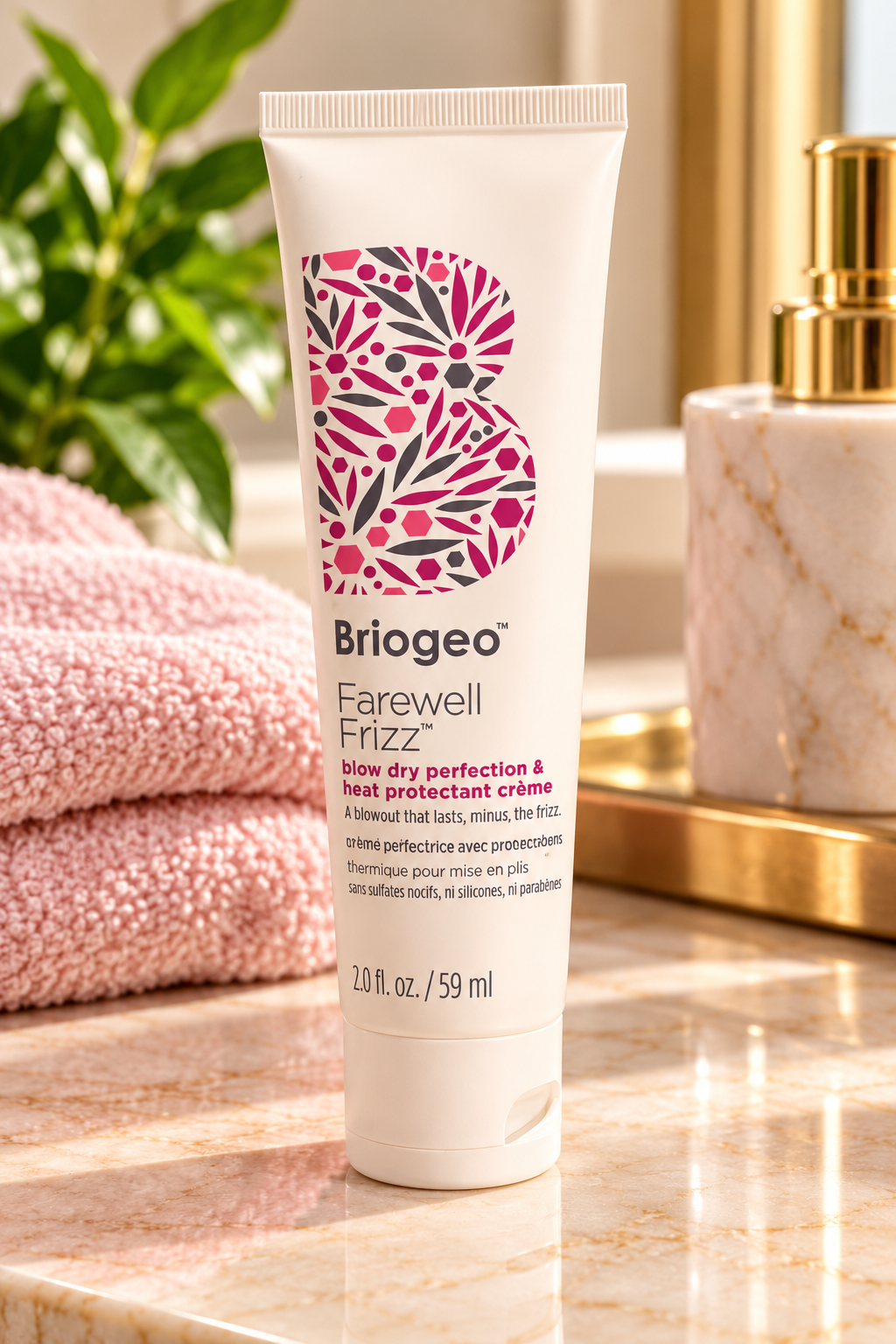 Briogeo Farewell Frizz Blow Dry Perfection & Heat Protectant Crème – 2.0 fl oz / 59 mL