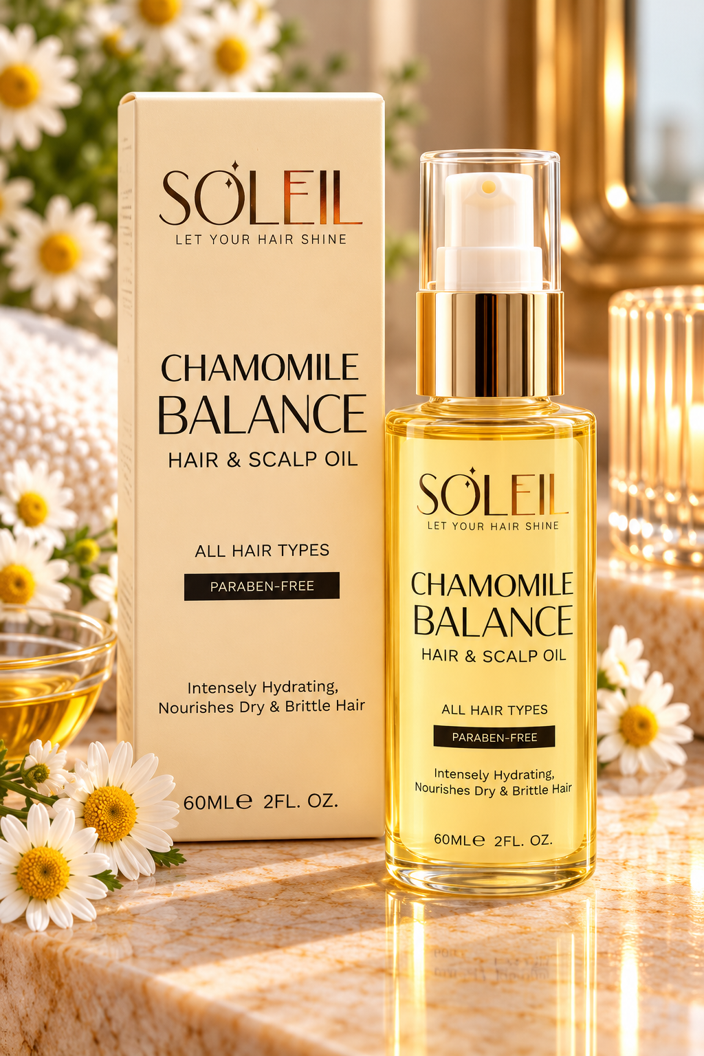 Soleil Chamomile Balance Hair & Scalp Oil – 2 fl oz / 60 mL