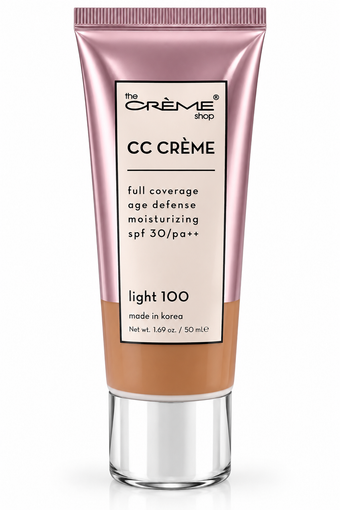 The Crème Shop CC Crème – Light 100 | Full Coverage + SPF 30