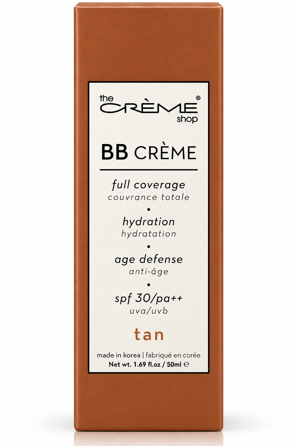 The Crème Shop BB Crème – Tan | Full Coverage + SPF 30