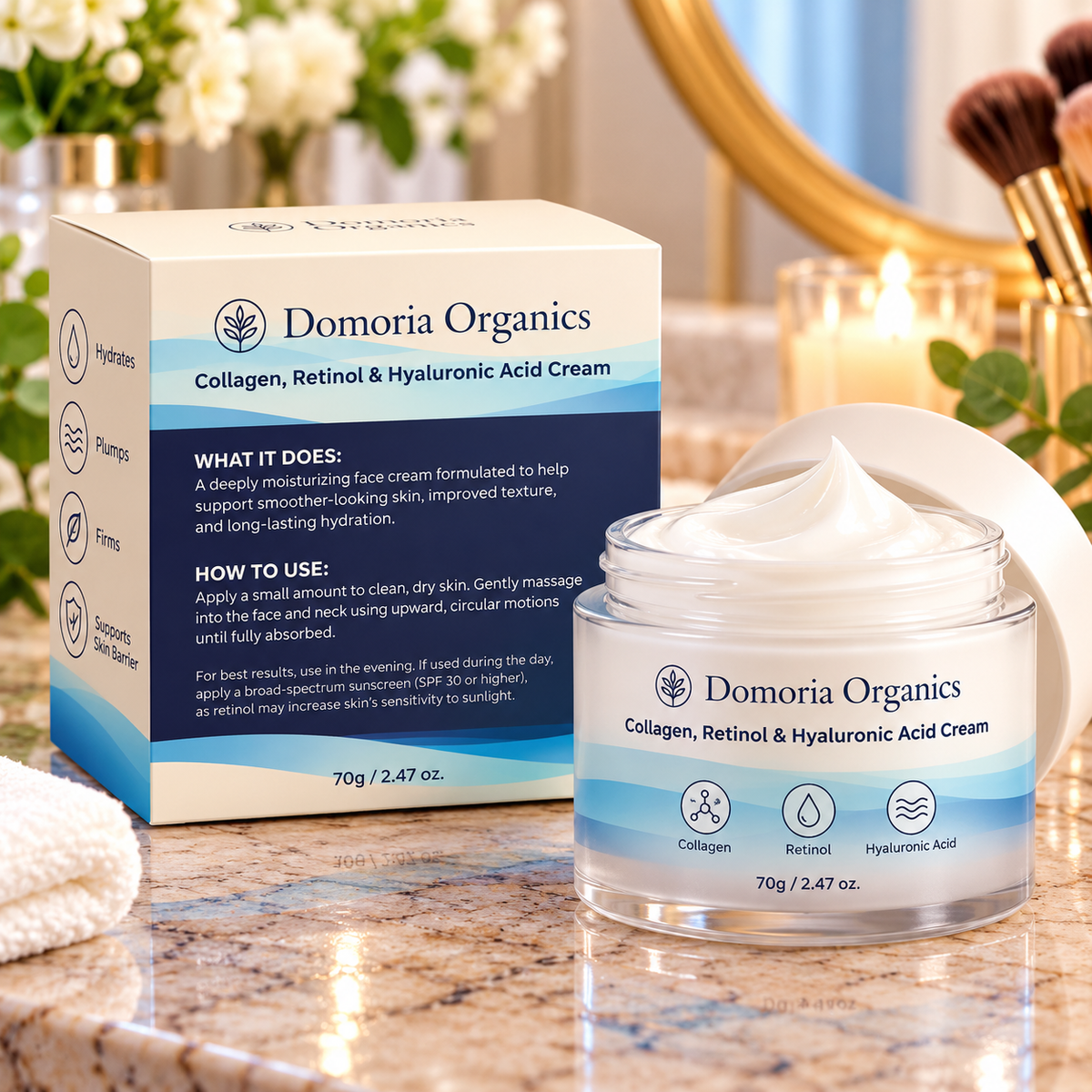 Domoria Organics Collagen, Retinol & Hyaluronic Acid Cream