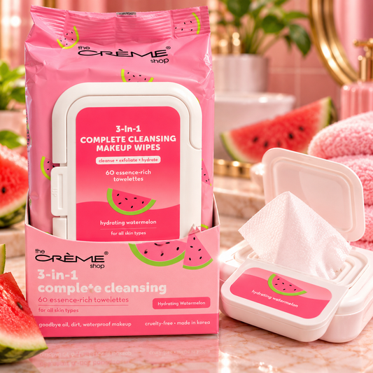 The Crème Shop 3-in-1 Complete Cleansing Makeup Wipes – Hydrating Watermelon, 60 Count