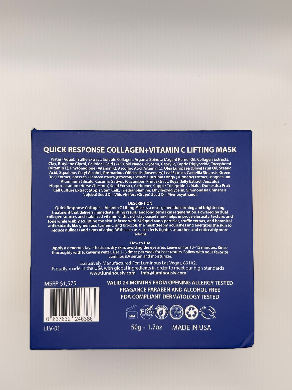 LuminousLV Quick Response Collagen and Vitamin Lifting Mask