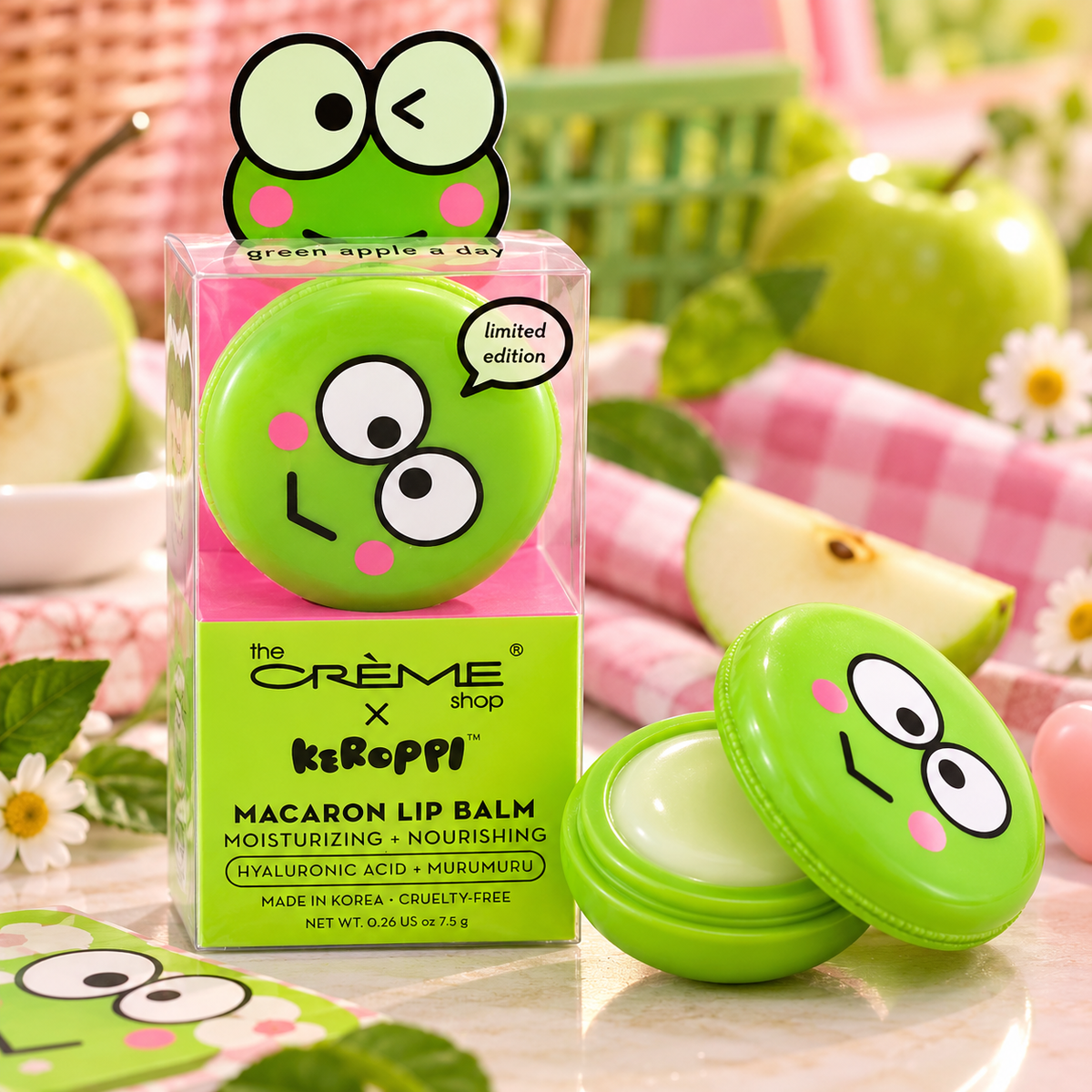 The Crème Shop x Keroppi Macaron Lip Balm – Green Apple