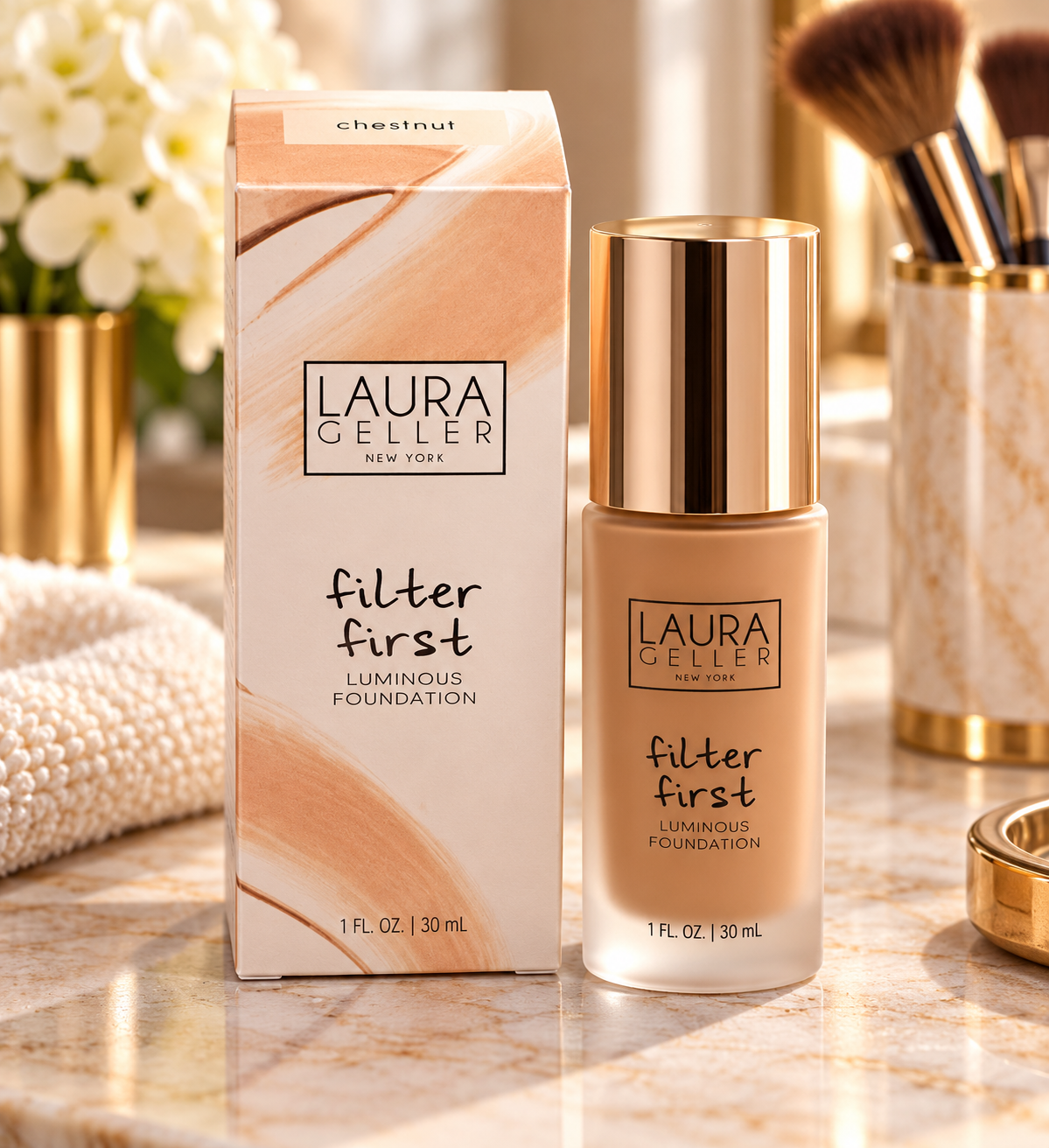 Laura Geller Filter First Luminous Foundation – Chestnut – 1 fl oz / 30 mL