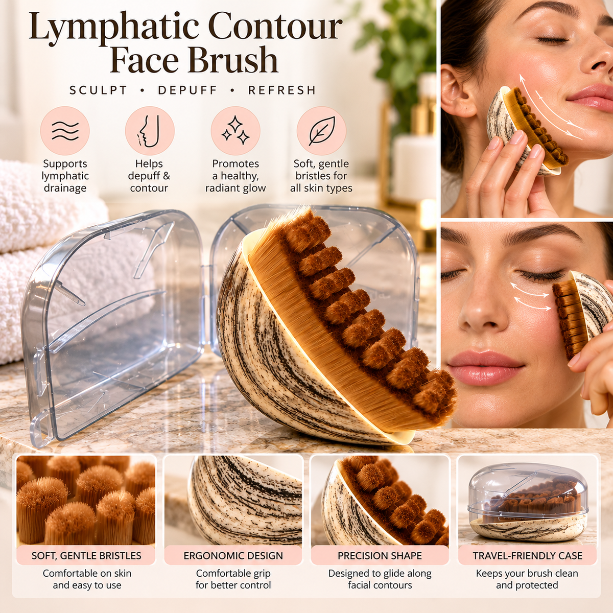 Lymphatic Contour Face Brush with Travel Case