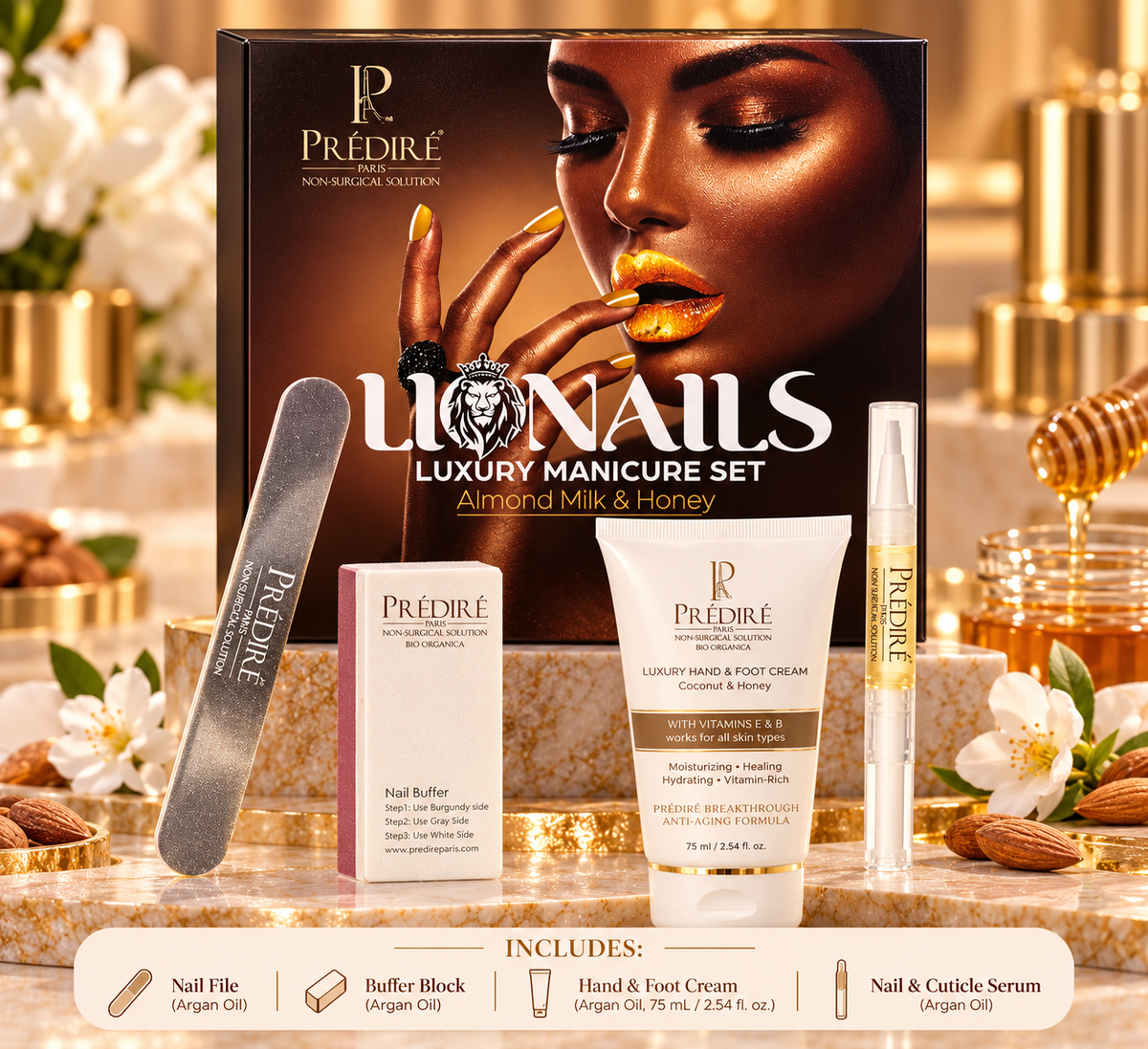 Prédiré Paris LIONAILS Luxury Manicure Set – Almond Milk & Honey