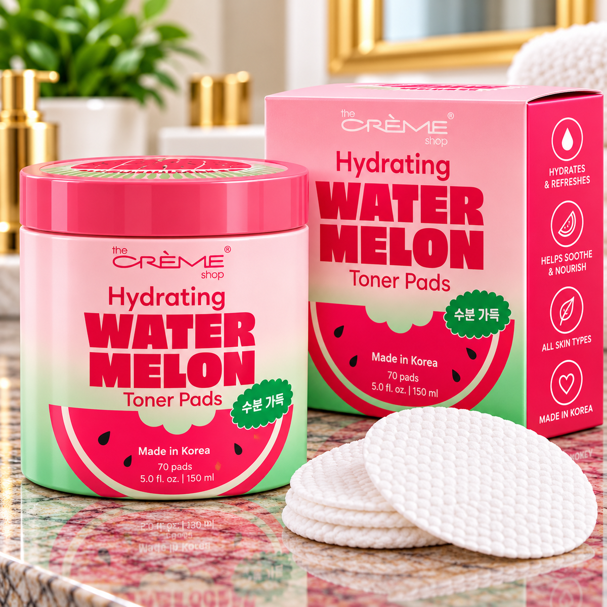 The Crème Shop Hydrating Watermelon Toner Pads
